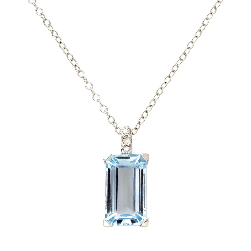 Jilco Inc Diamond & Blue Topaz Necklace - Sterling Silver