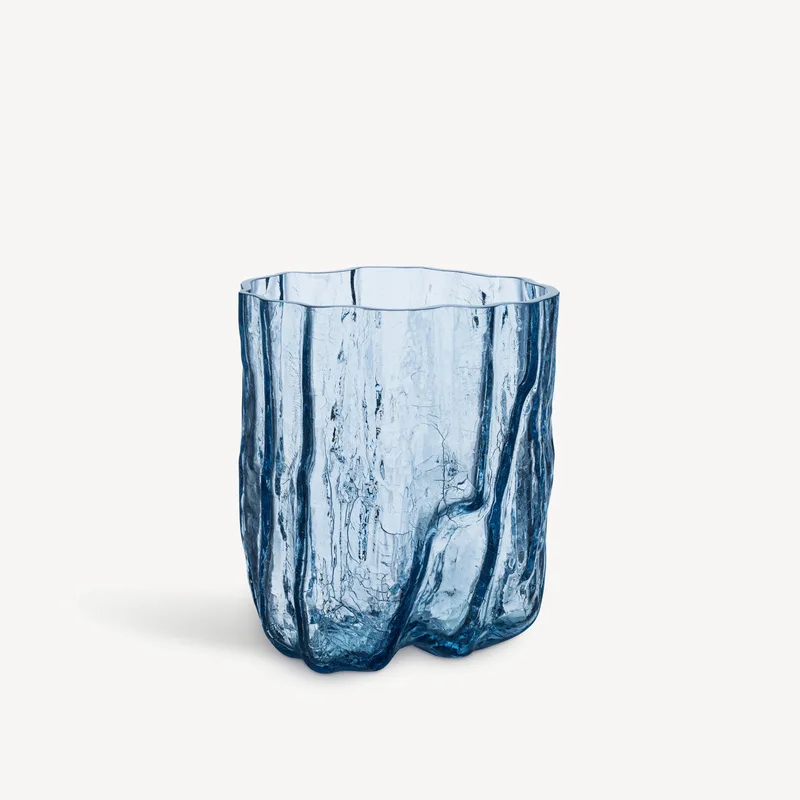 Kosta Boda Crackle Vase Tall Blue