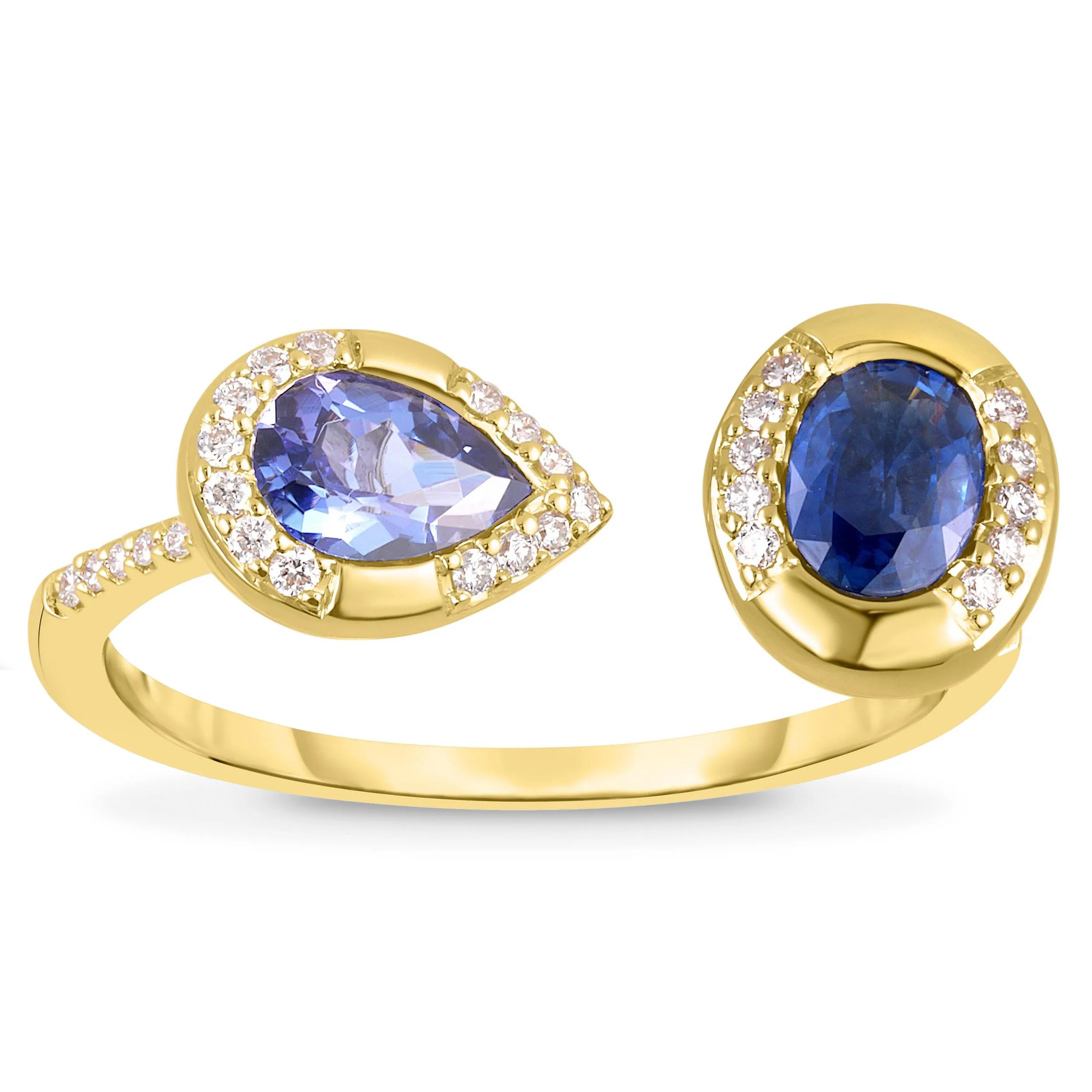 Jilco Inc Tanzanite & Blue Sapphire Toi Et Moi Ring