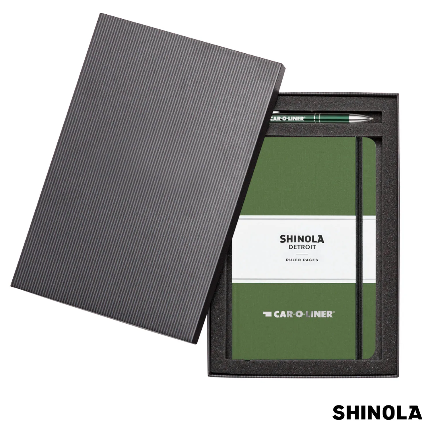 Journal & Clicker Pen Gift Set, Olive Green/Green