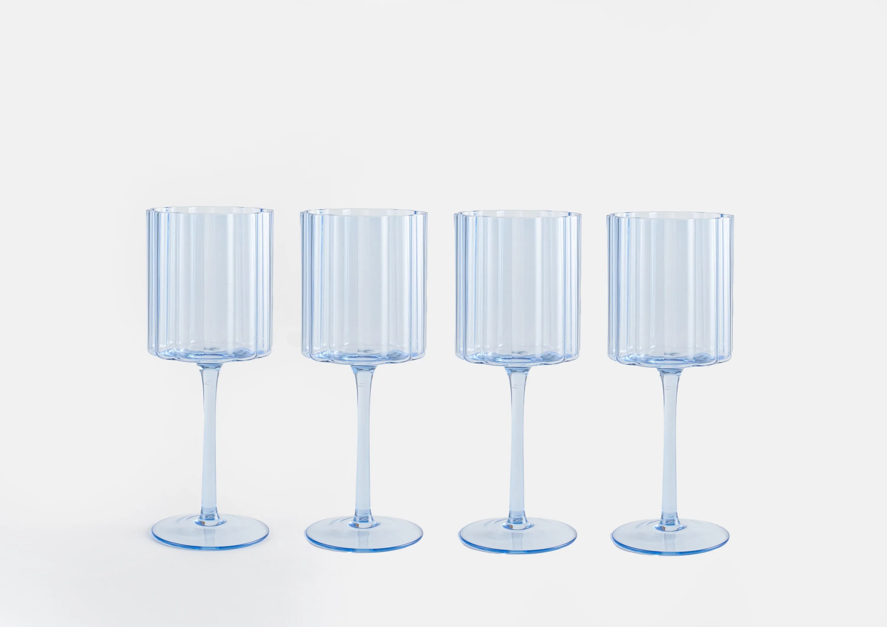 Jeanne Fitz Jeanne Fitz Scalloped Rim Fluted Wine Glass, Set Of 4, 12 Oz. - Blue