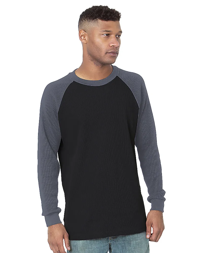 BAYSIDE Men's USA Made Heavyweight Waffle Knit Thermal Raglan Shirt