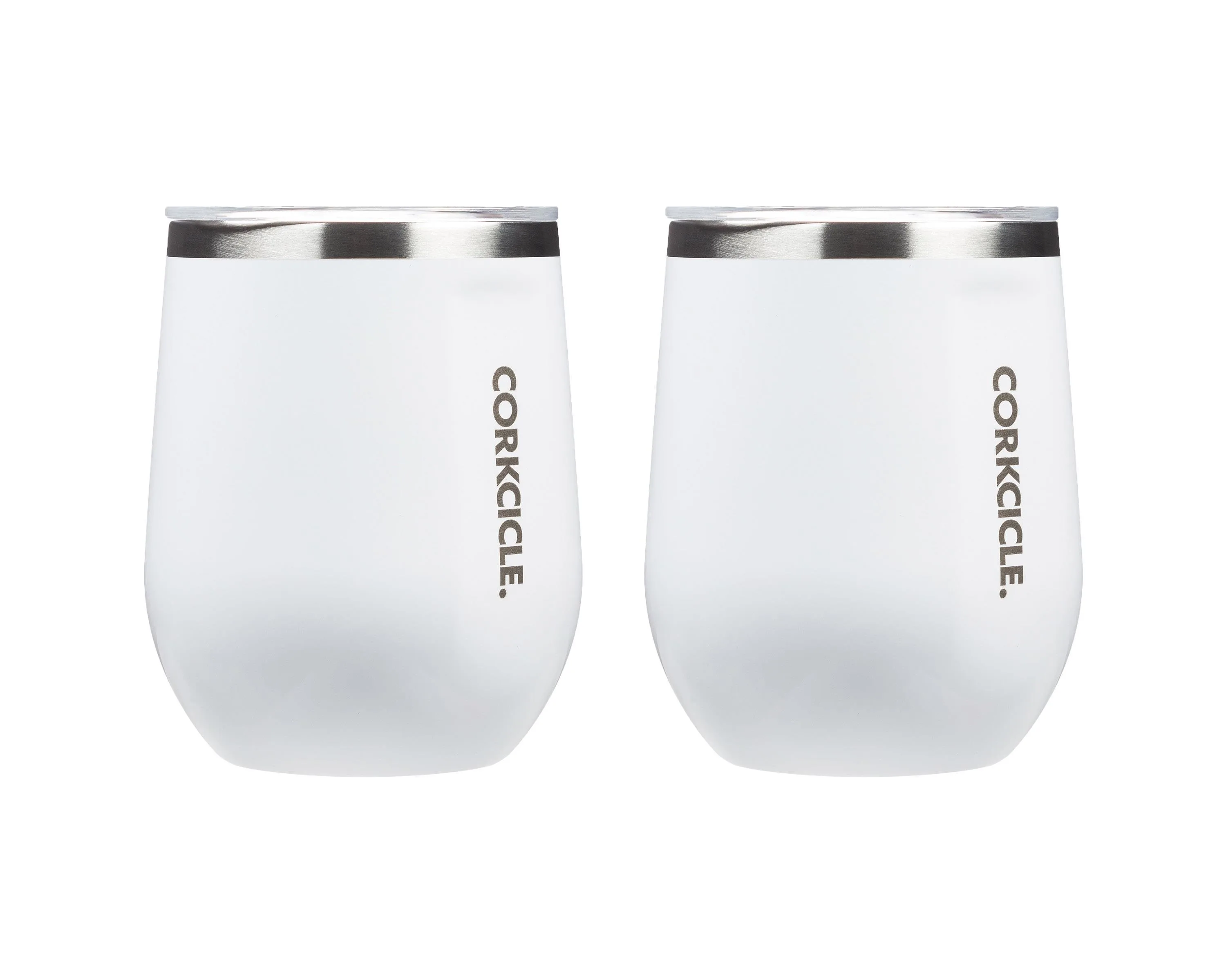 Corkcicle 12 Oz. Stemless Wine Cup - Gloss White, 2 Pack