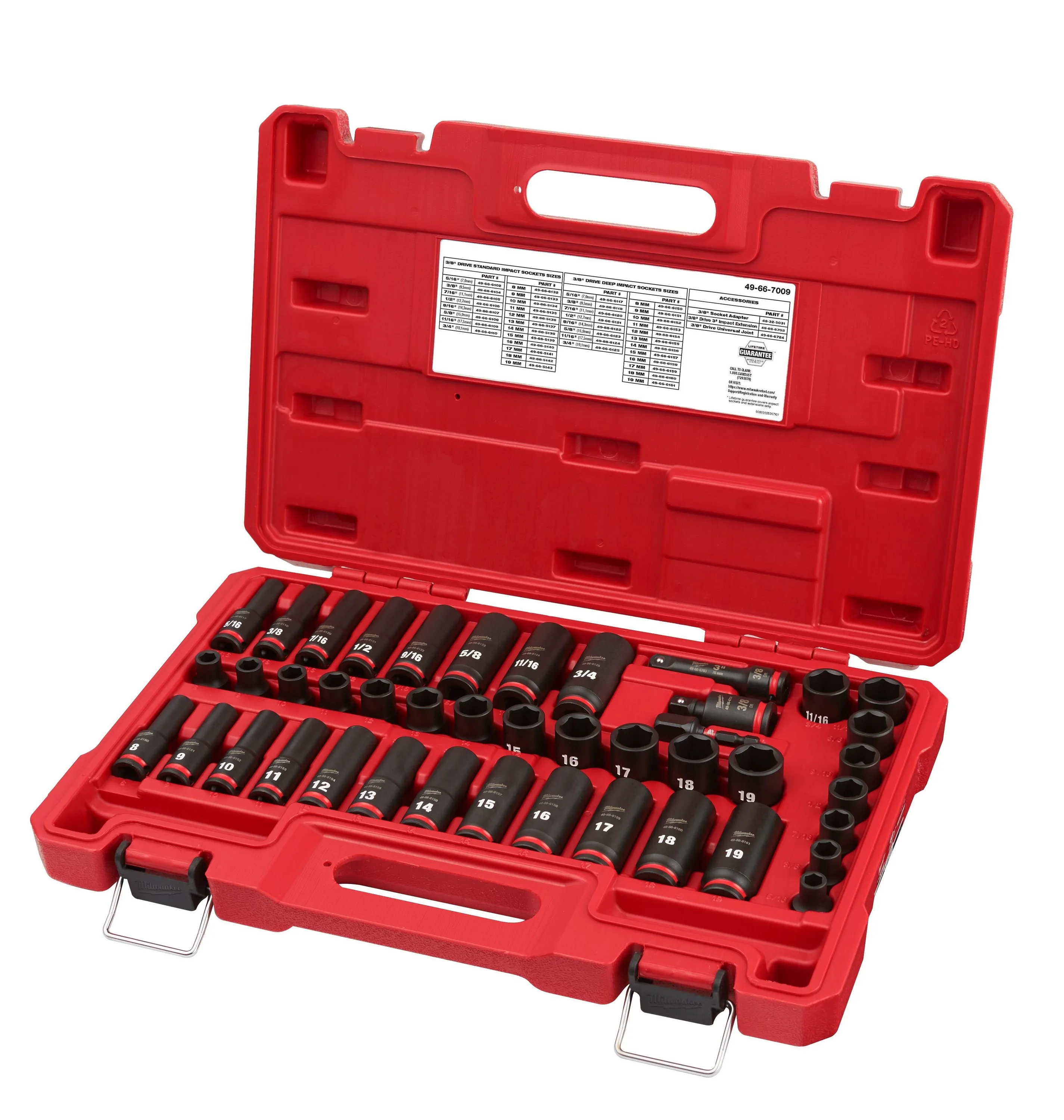 Milwaukee 43Pc Shockwave Impact Duty 3/8" Drive Sae & Metric Deep 6 Point Socket Set