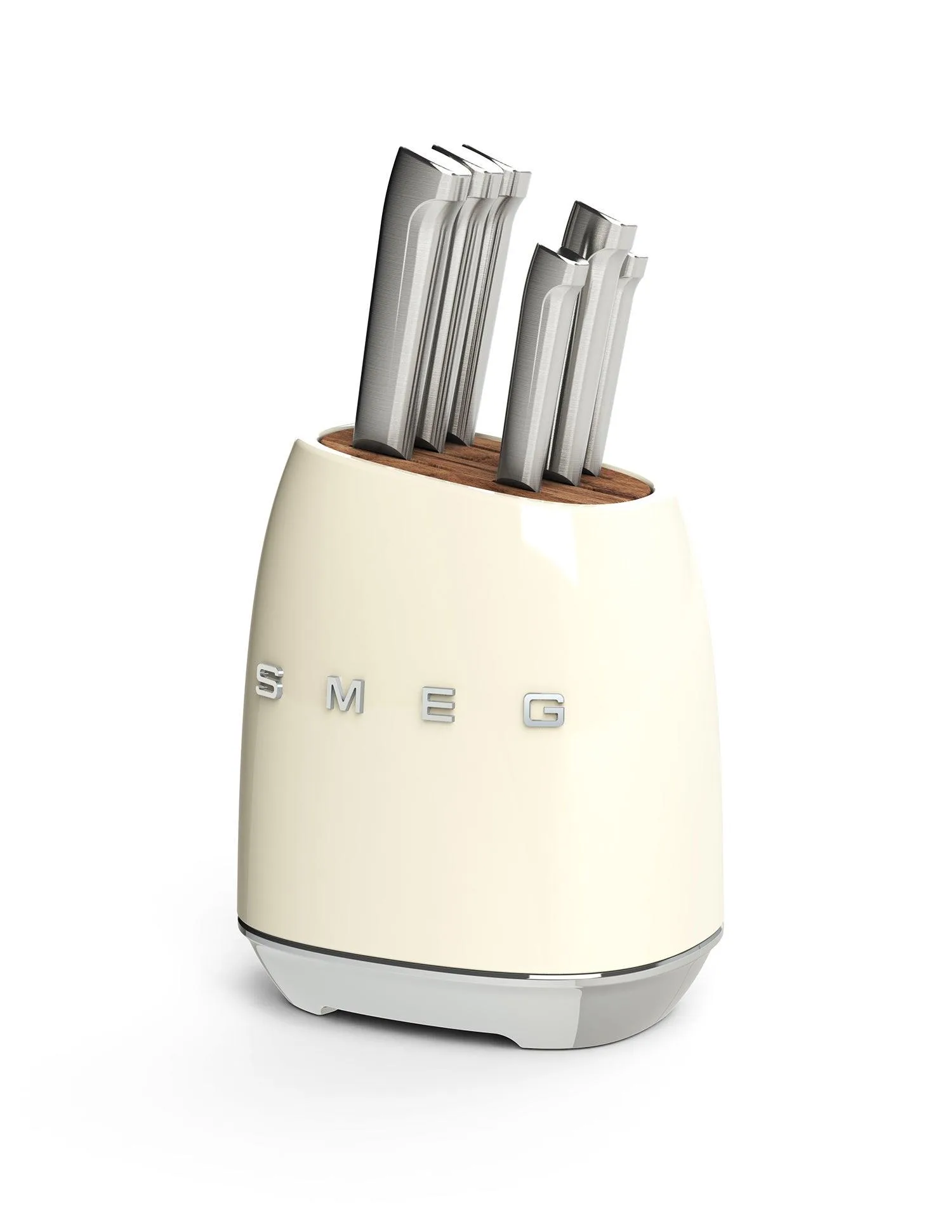 Smeg 50S Retro-Style 7Pc Knife Block Set Cream