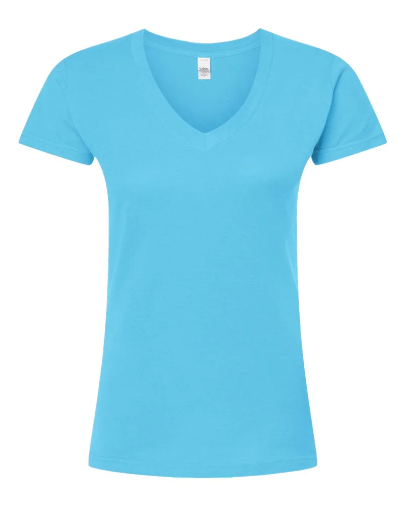 Tultex® Women's Fine Jersey V-Neck Short Sleeve T-Shirt view 3