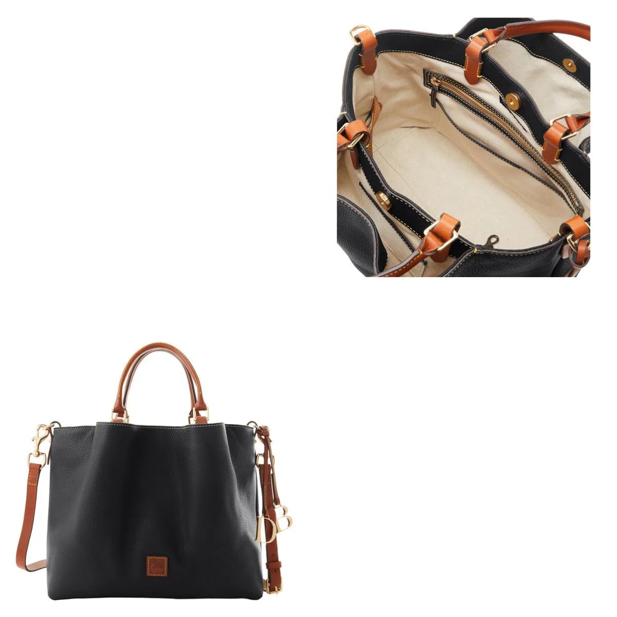 Dooney & Bourke Black Pebble Grain Large Barlow