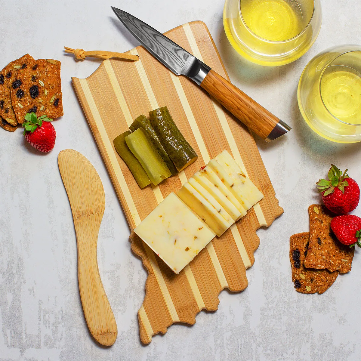 Indiana Charcuterie Board with Spreader Knife Gift Set view 5