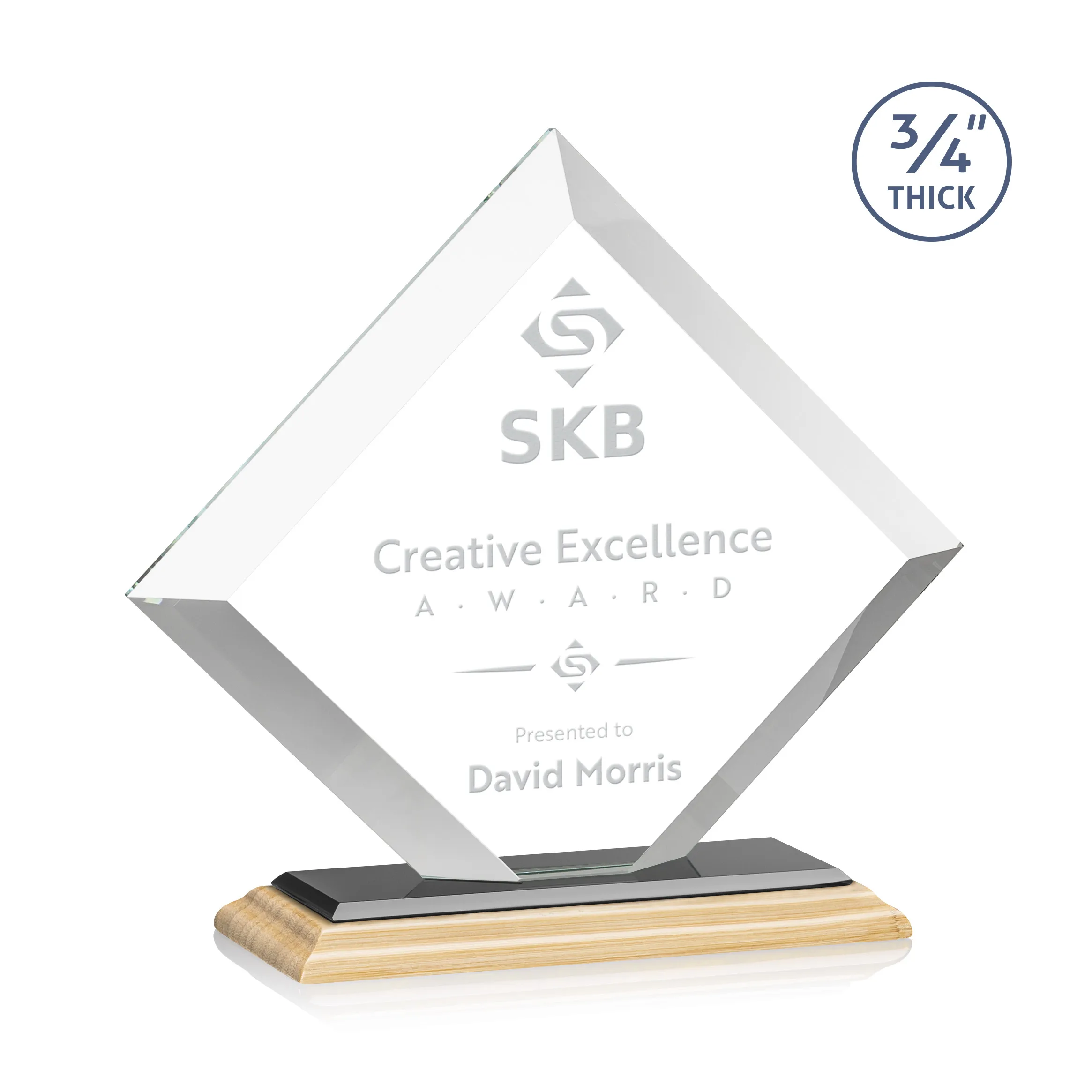 Deep Etch, Standard base, Bamboo, Black, 9.5" x 8.75" x 3"