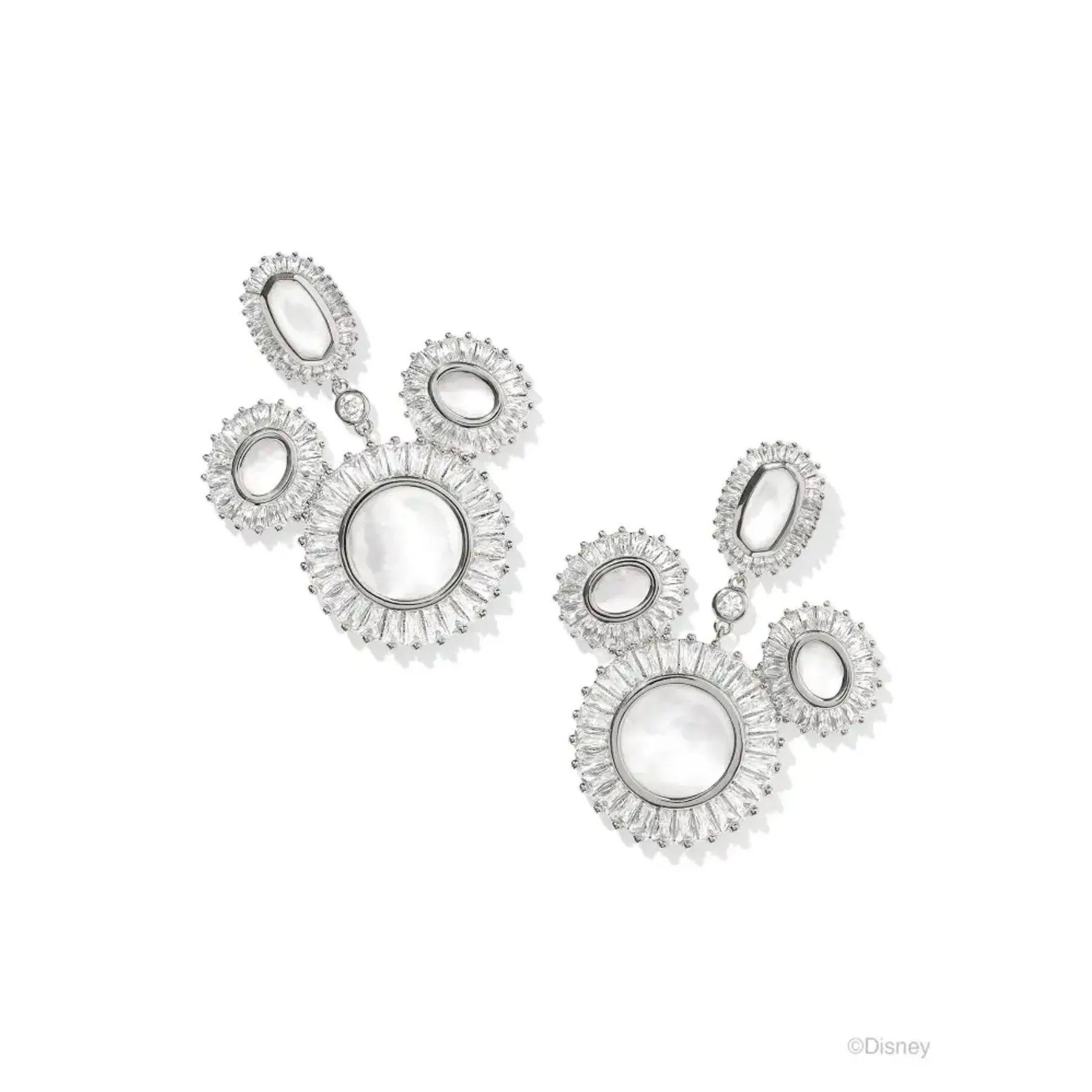 Kendra Scott Silver Mickey Mouse Crystal Frame Statement Earrings