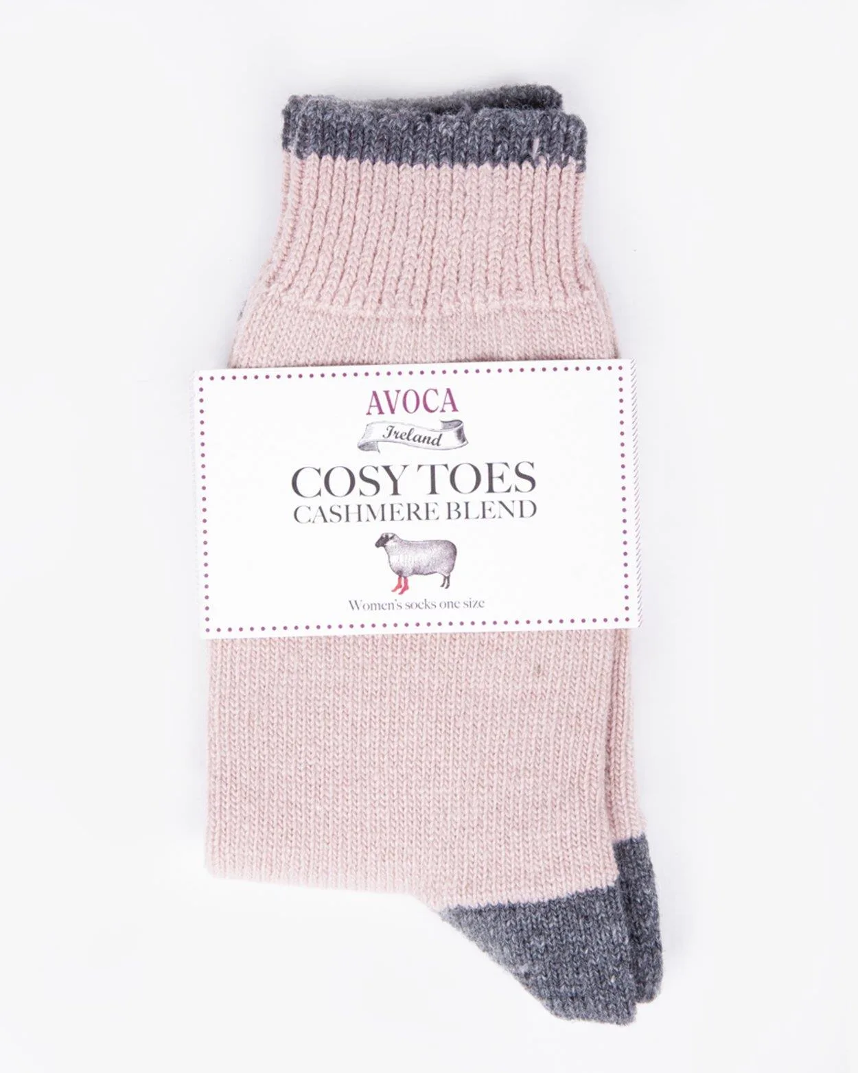 Avoca Women's Cosy Toe Socks - Pink/Gray