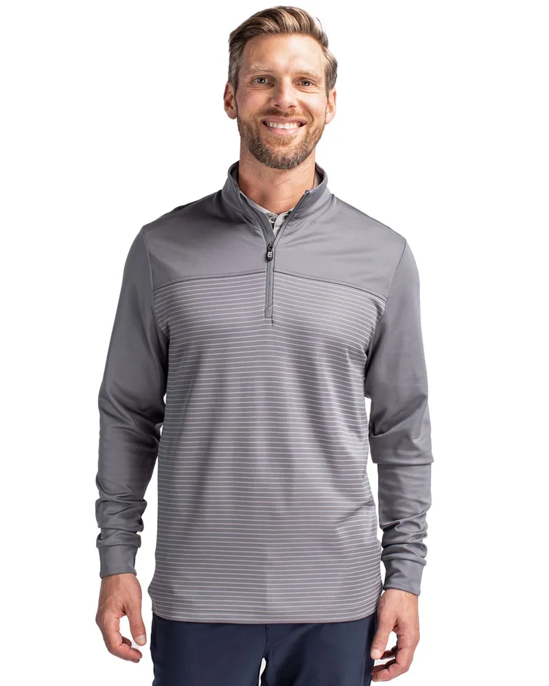 Cutter & Buck Traverse Stripe Stretch Quarter Zip Mens Big and Tall Pullover