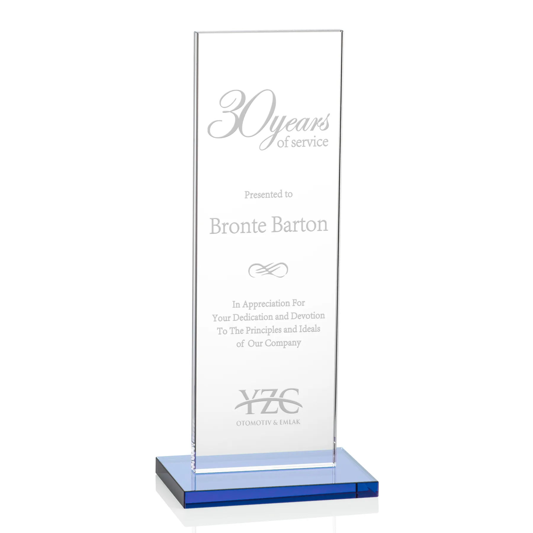 Deep Etch, Standard base, Sky Blue, 4" x 9.375" x 3"