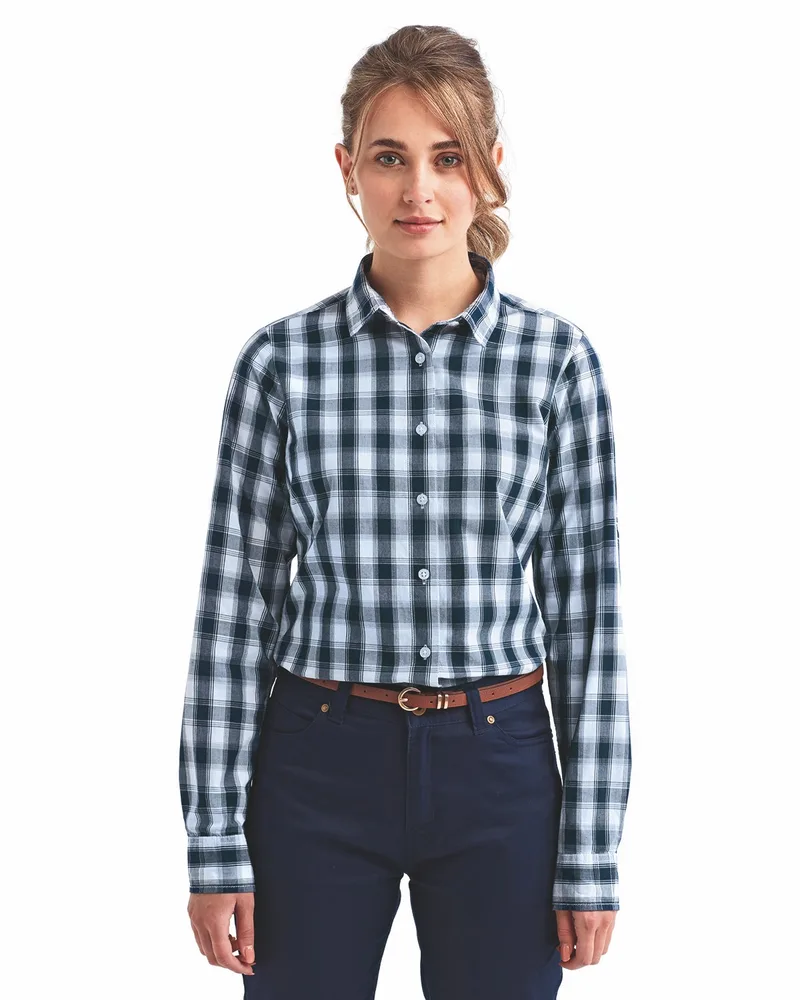 ARTISAN COLLECTION BY REPRIME Ladies' Mulligan Check Long-Sleeve Cotton Shirt view 4