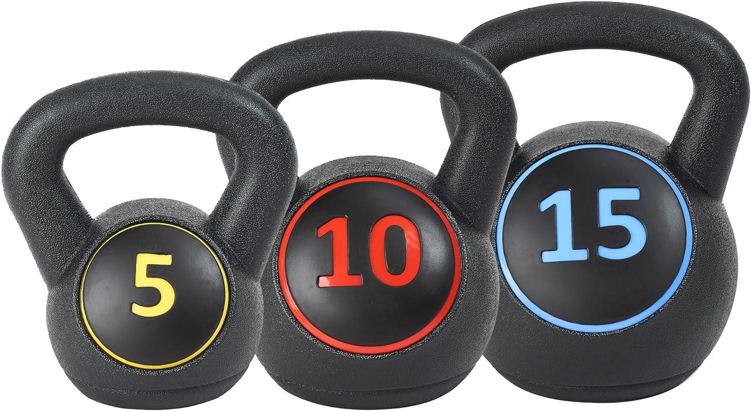 Lifeline Fitness Us Weight - Plastic Kettlebell Set (5, 10, 15 Pounds)