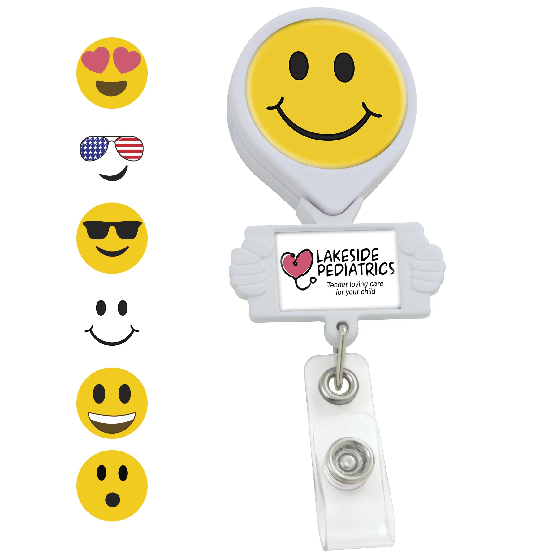 Smiley Hands Retractable Badge Reel view 5