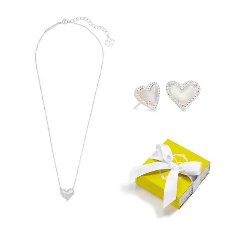 Kendra Scott Ari Heart Pendant & Stud Earrings