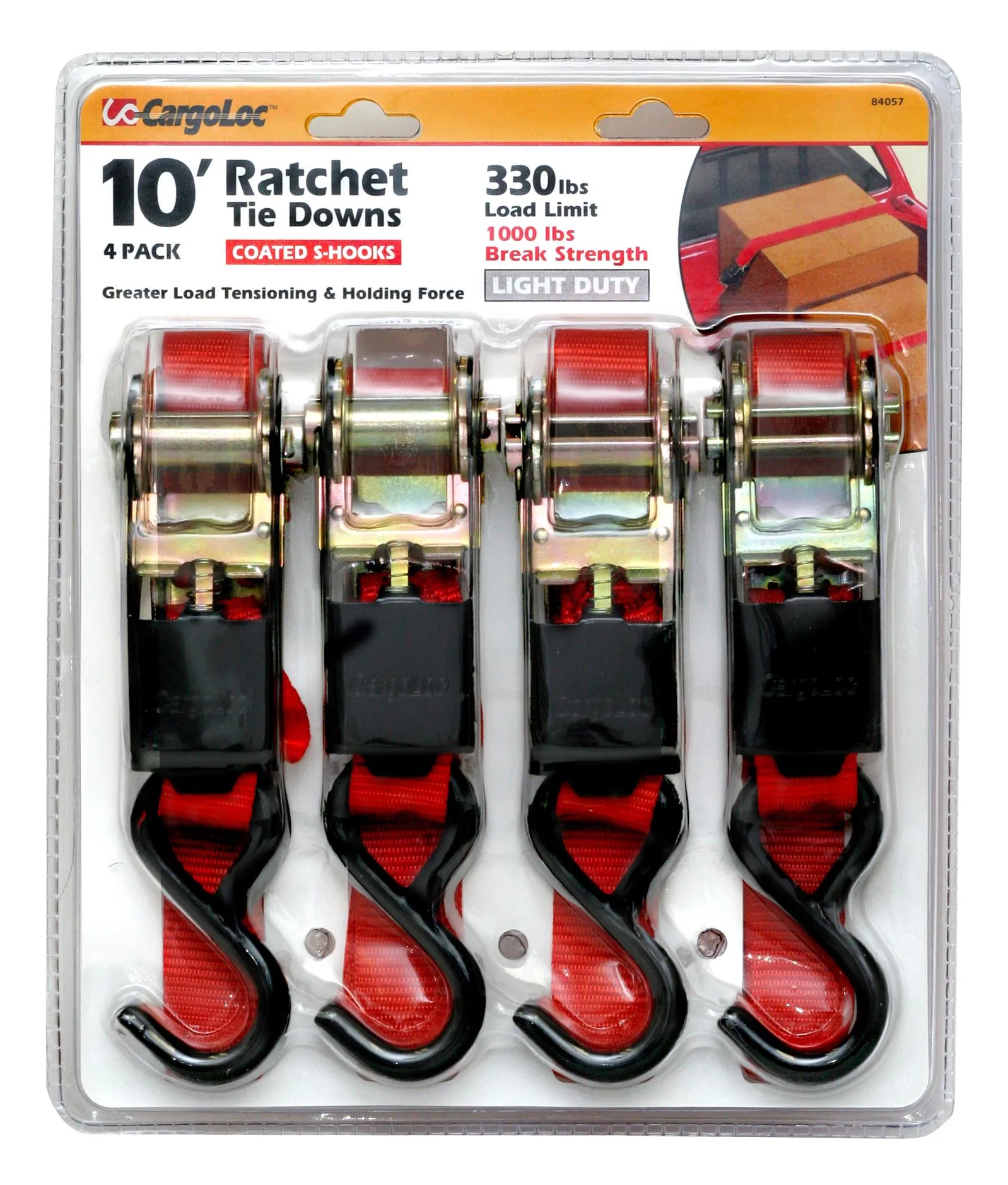 Allied Cargoloc 4-Piece Ratchet Tie Downs - Black/Red