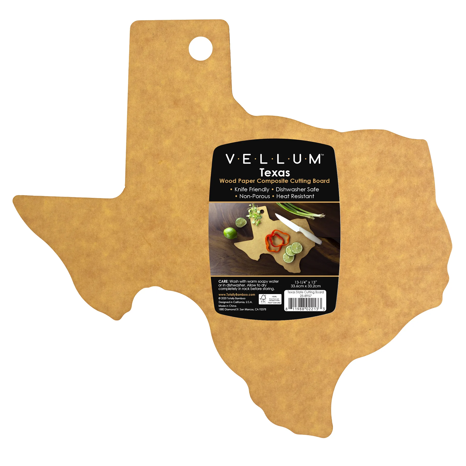 13 3/8" Vellum™ Texas Shaped Wood Paper Composite Serving & Cutting Board view 2