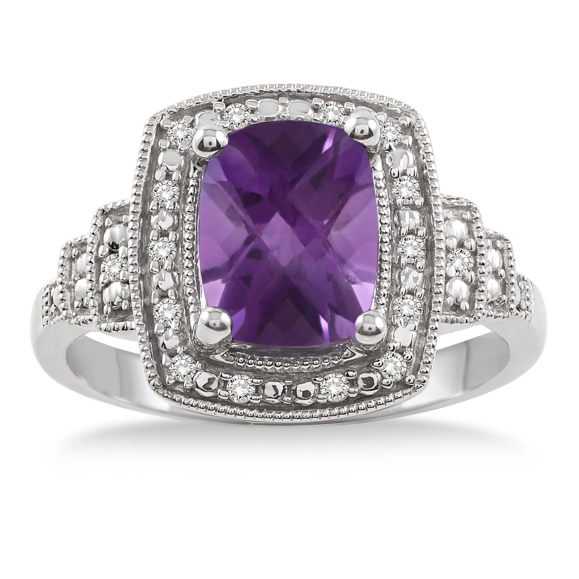 Jilco Inc Amethyst & Diamond Ring - Size 9
