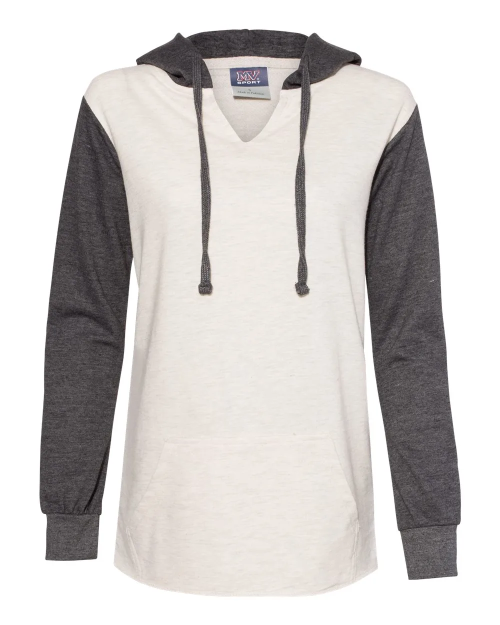 MV® Sport Women's French Terry Hooded Pullover w/Colorblocked Sleeves view 3
