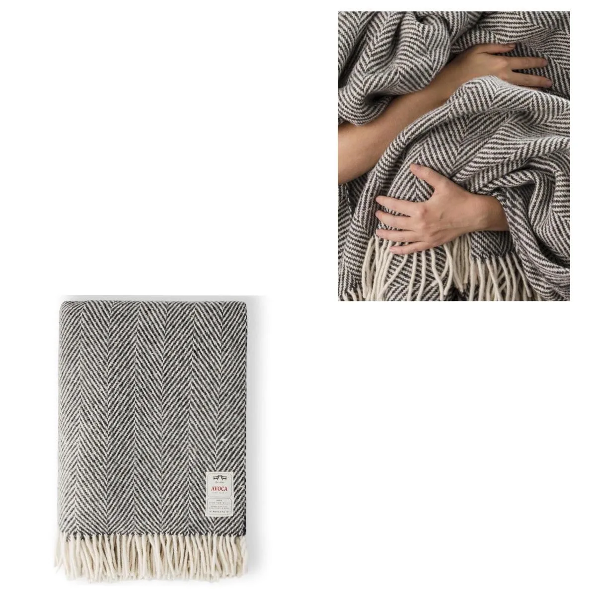 Avoca Gray Herringbone Heavy Donegal Throw