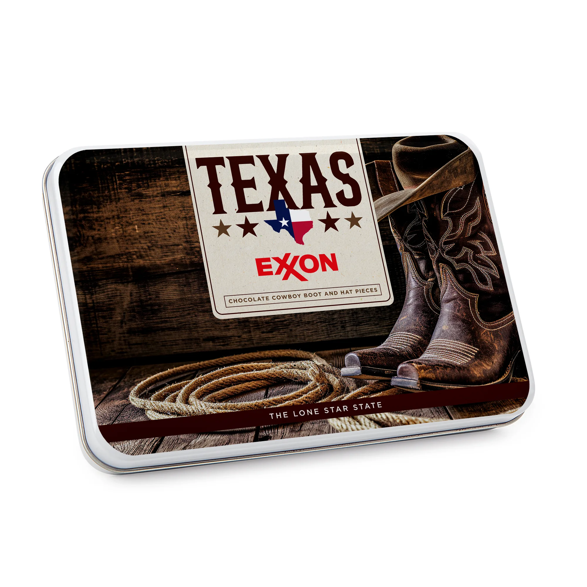 Gift Tin with Cowboy Boot and Hat Chocolates view 2