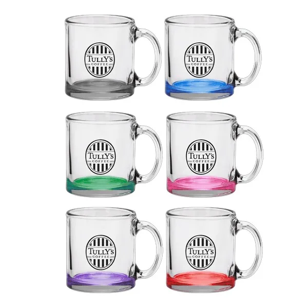 Red Eye 13 oz Libbey Clear Glass Coffee Mug with Color Bottom