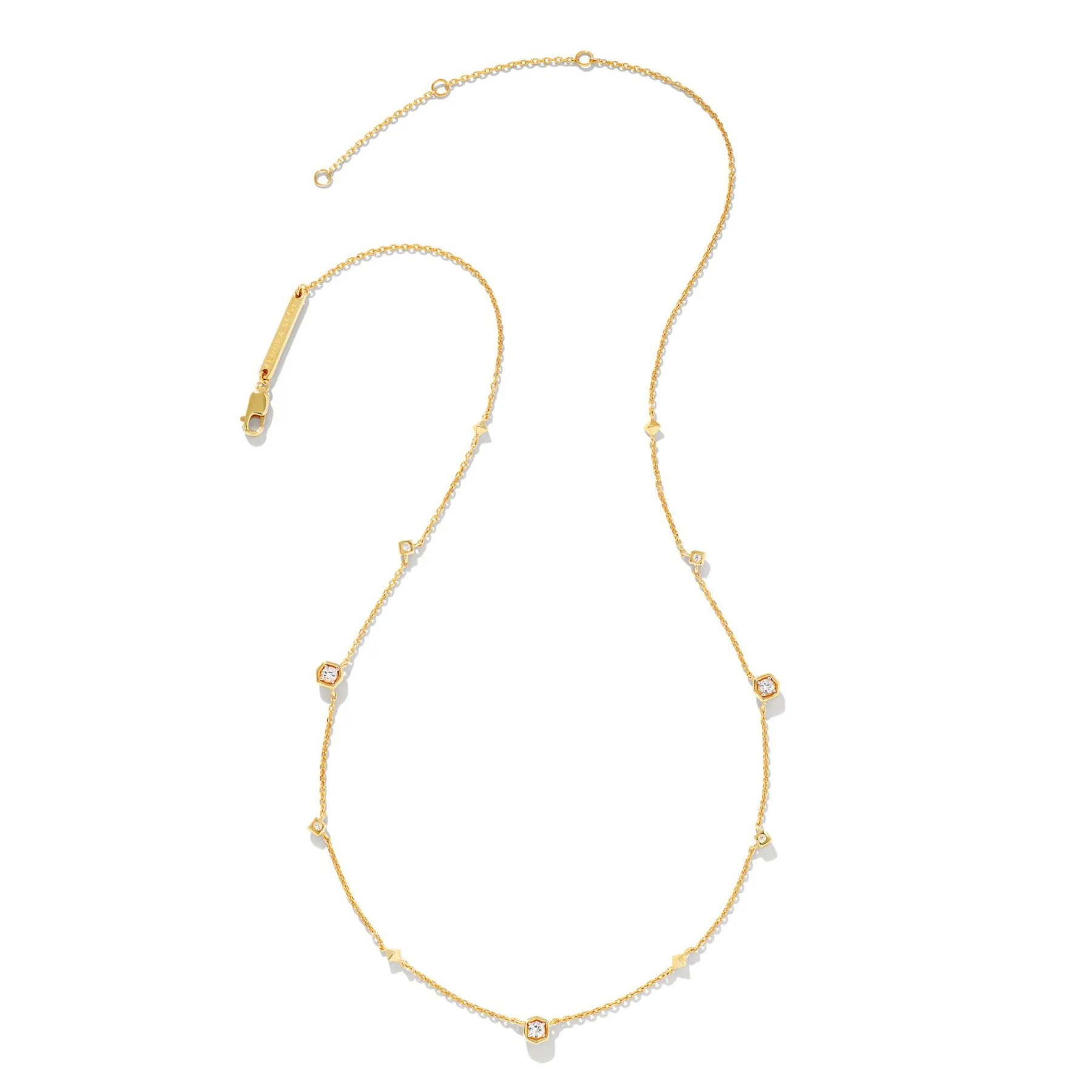 Kendra Scott Davie 18K Gold Vermeil Trio Strand Necklace in White Sapphire
