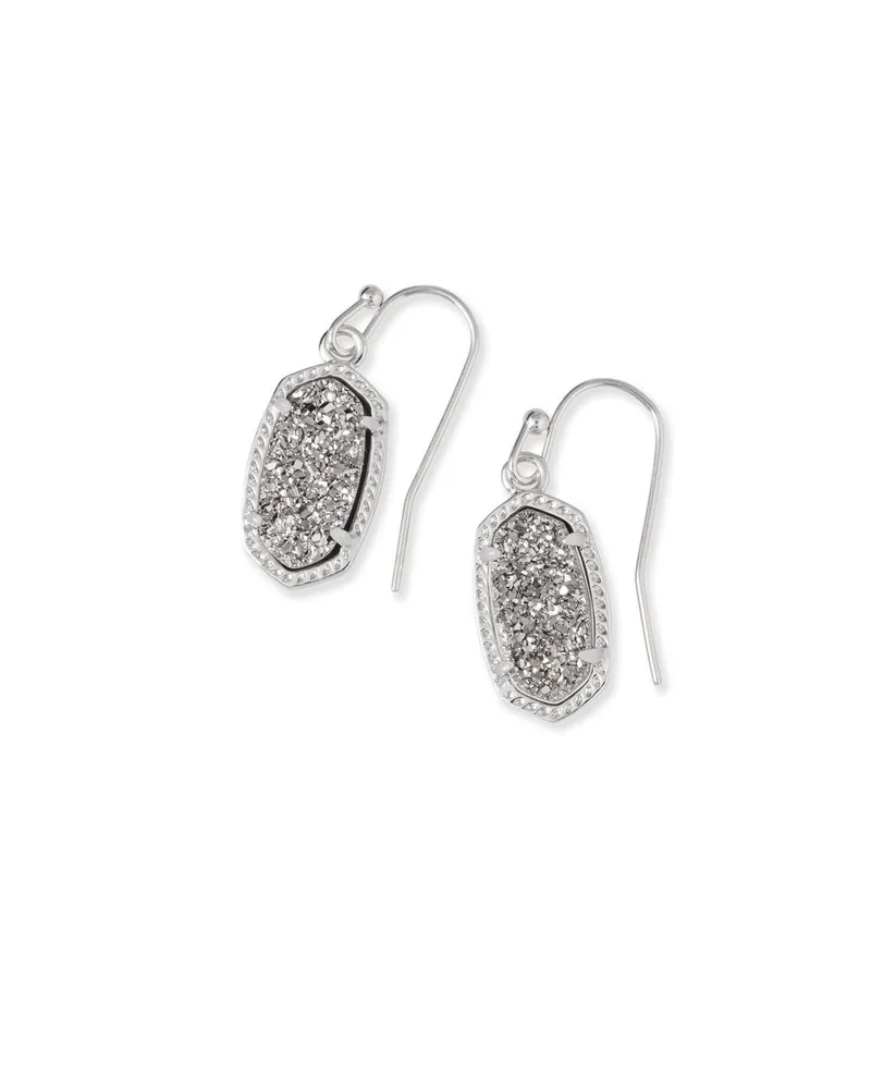 Kendra Scott Lee Silver Drop Earrings in Platinum Drusy