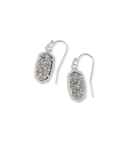 Kendra Scott Lee Silver Drop Earrings in Platinum Drusy