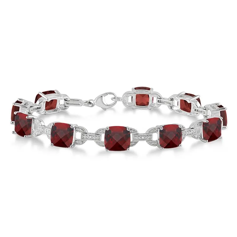 Jilco Inc Garnet & Diamond Bracelet