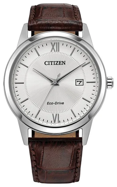 Citizen Watch Men's Classic Leather Strap Watch, Silver-Tone Dial