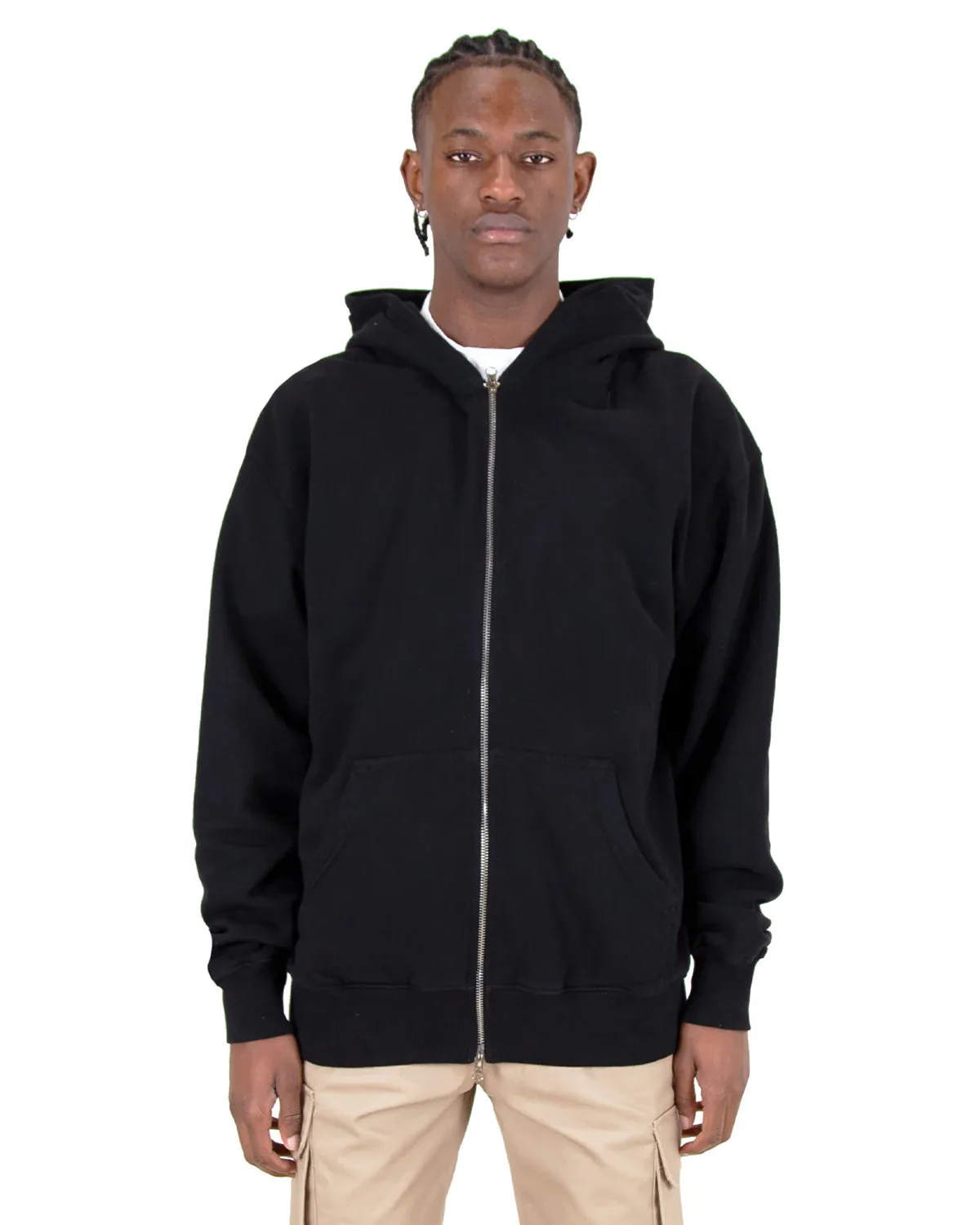 SHAKA WEAR Men's Garment Dye Double-Zip Hooded Sweatshirt