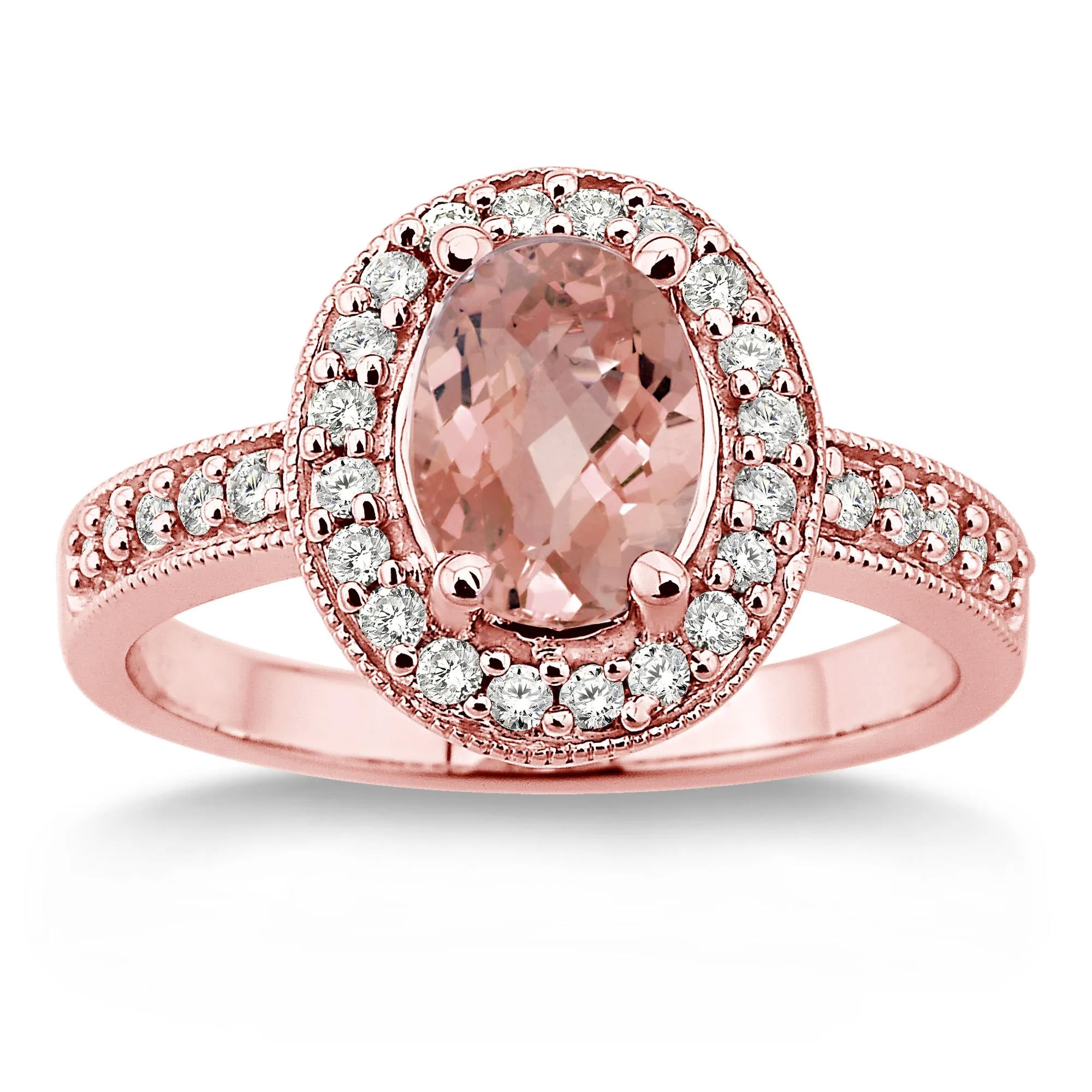 Jilco Inc Morganite & Diamond Ring - Size 6
