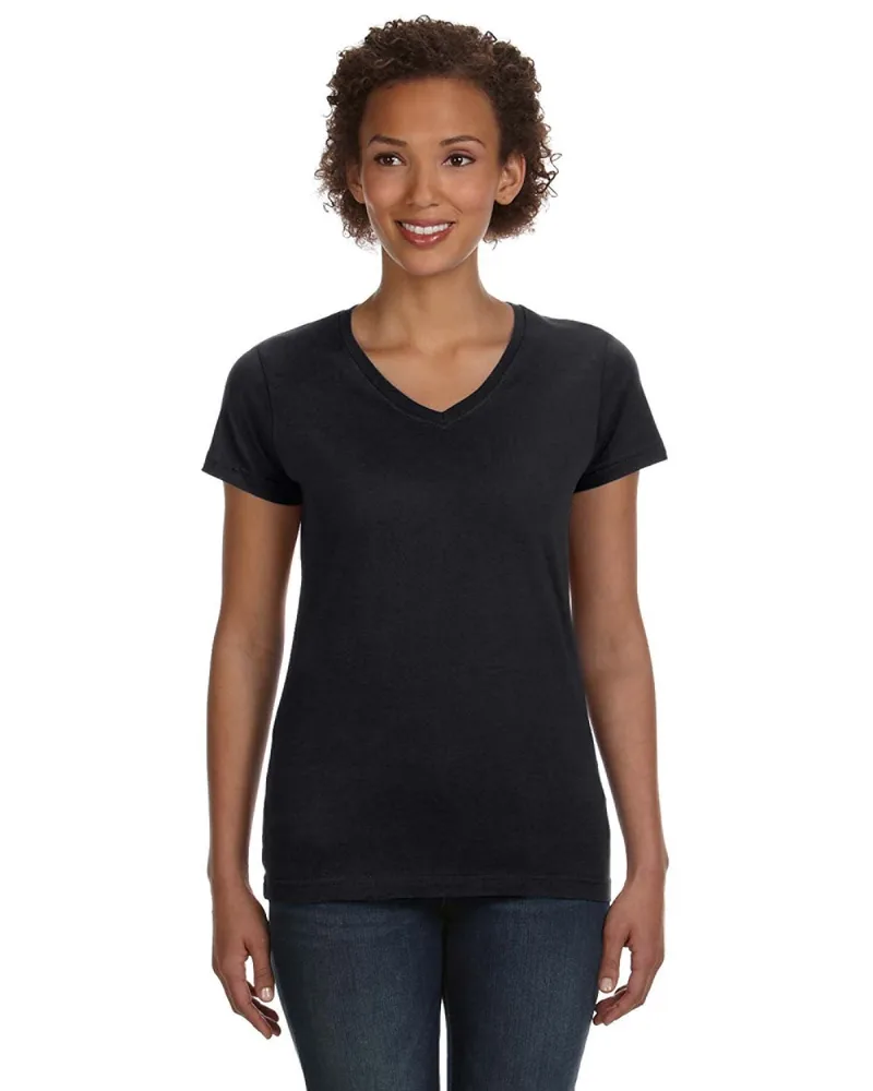 LAT Ladies' V-Neck Fine Jersey T-Shirt view 2