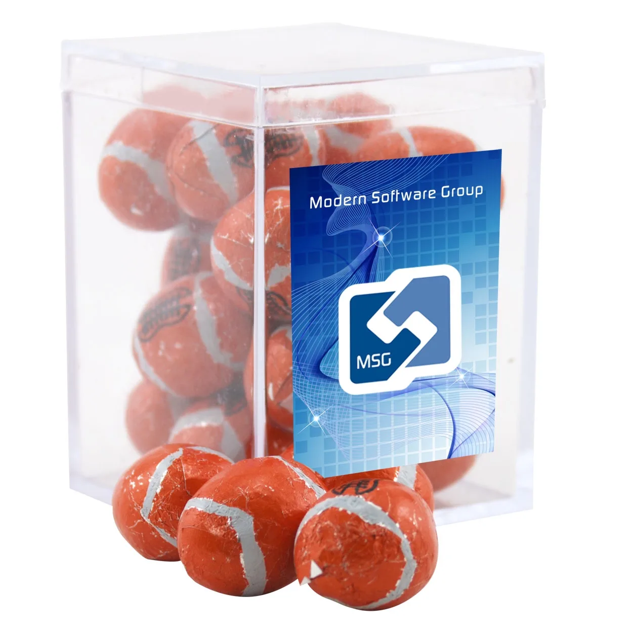Acrylic Box w/Chocolate Footballs