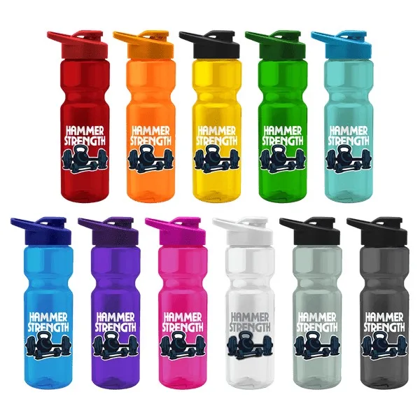 Tandem 28oz Recycled Transparent Bike Bottle w/Drink-thru Lid view 2