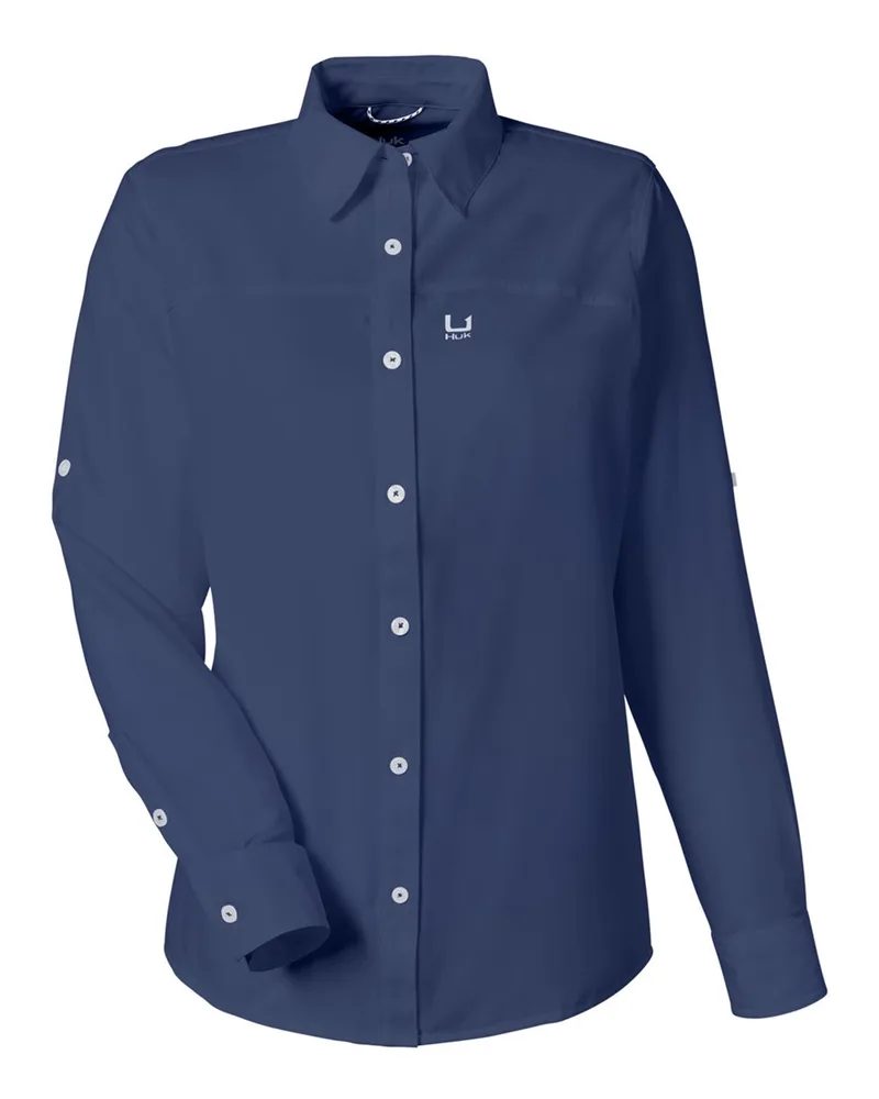 HUK® Women's Tide Point Long Sleeve Shirt view 7
