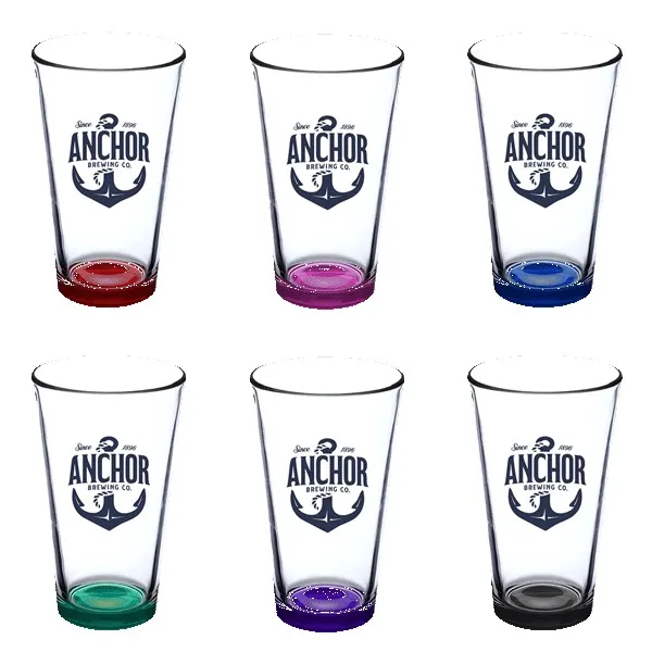 Thirsty 16 oz Pint Glasses with Color Bottom