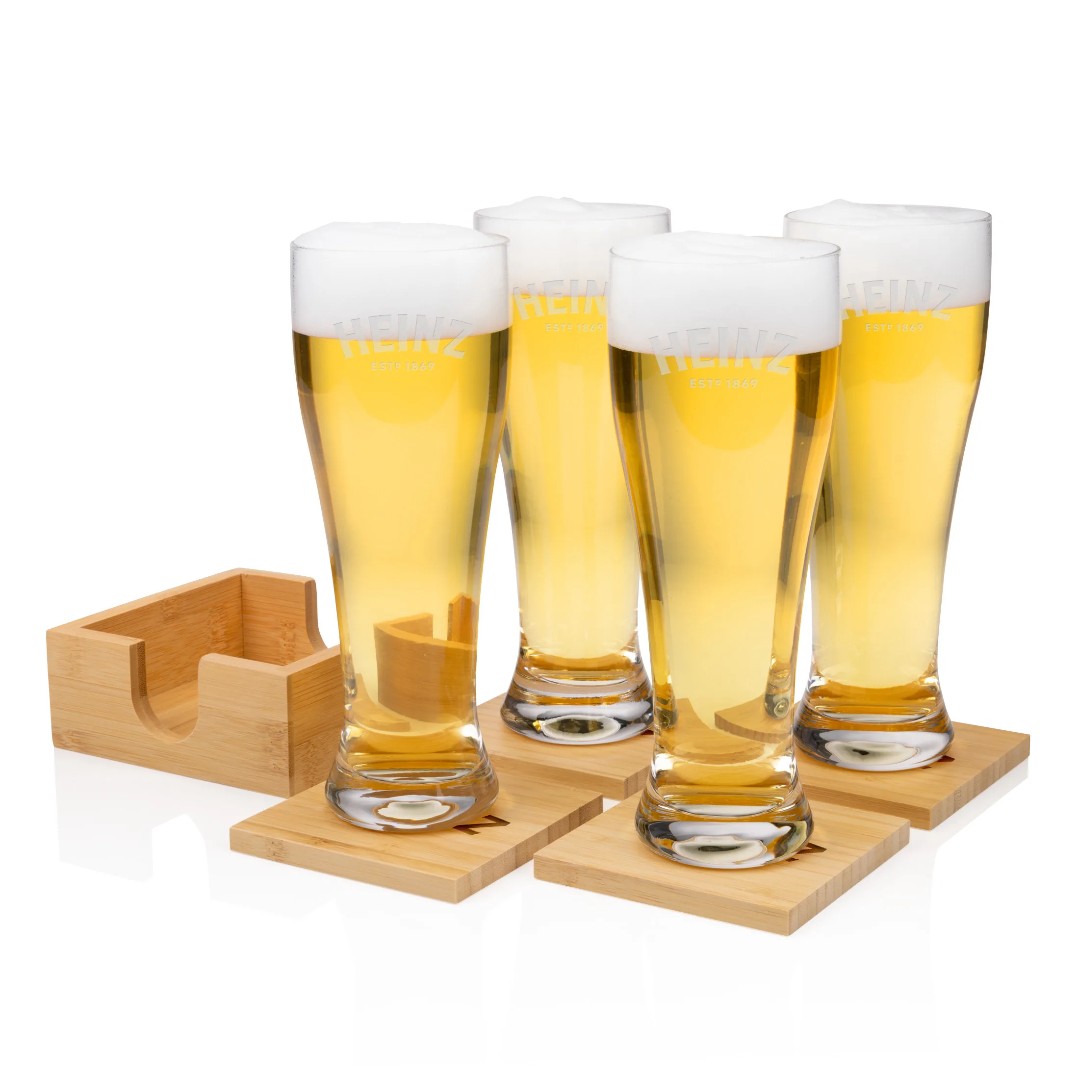 Bamboo Coaster Set, Laser Engraving