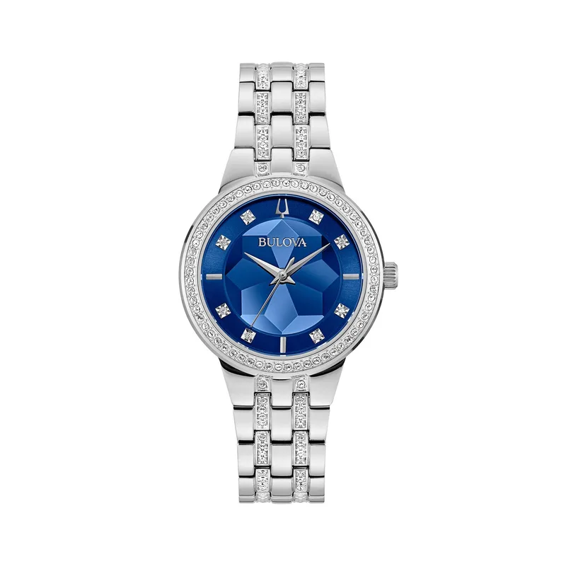 Bulova Watches Ladies' Phantom Faceted Crystal Bracelet Watch w/Blue Dial