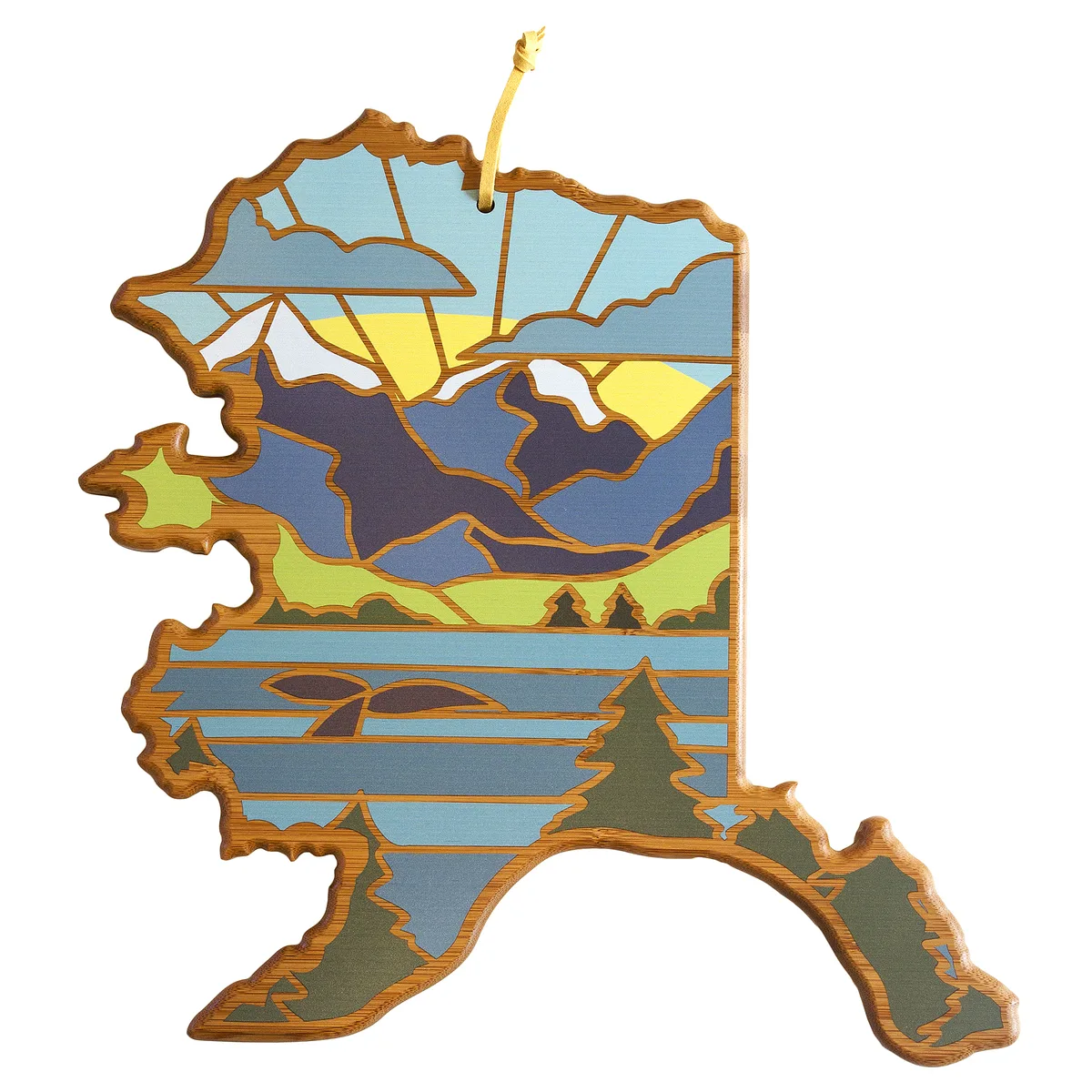 Alaska State Shaped Serving & Cutting Board w/Artwork by Summer Stokes