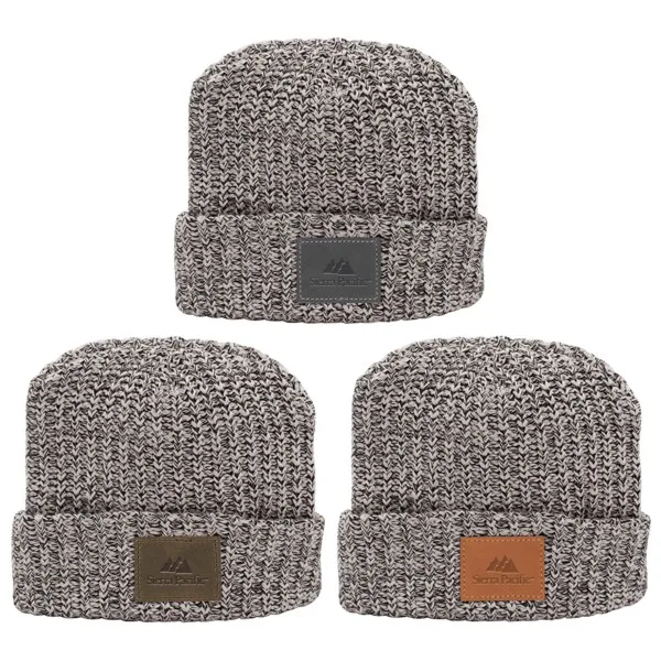 Milliner Cuffed Knit Beanie with Leather Patch view 2