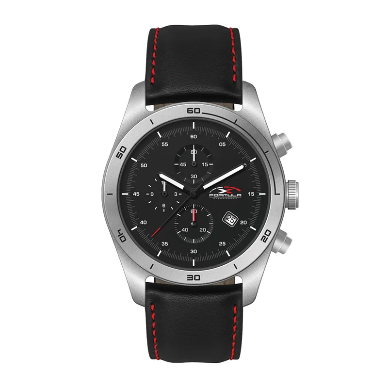 Wc6506 42mm Steel Matte Silver Case, Chronograph Mvmt, Black Dial, Dte Display, Leather Strap, Flat