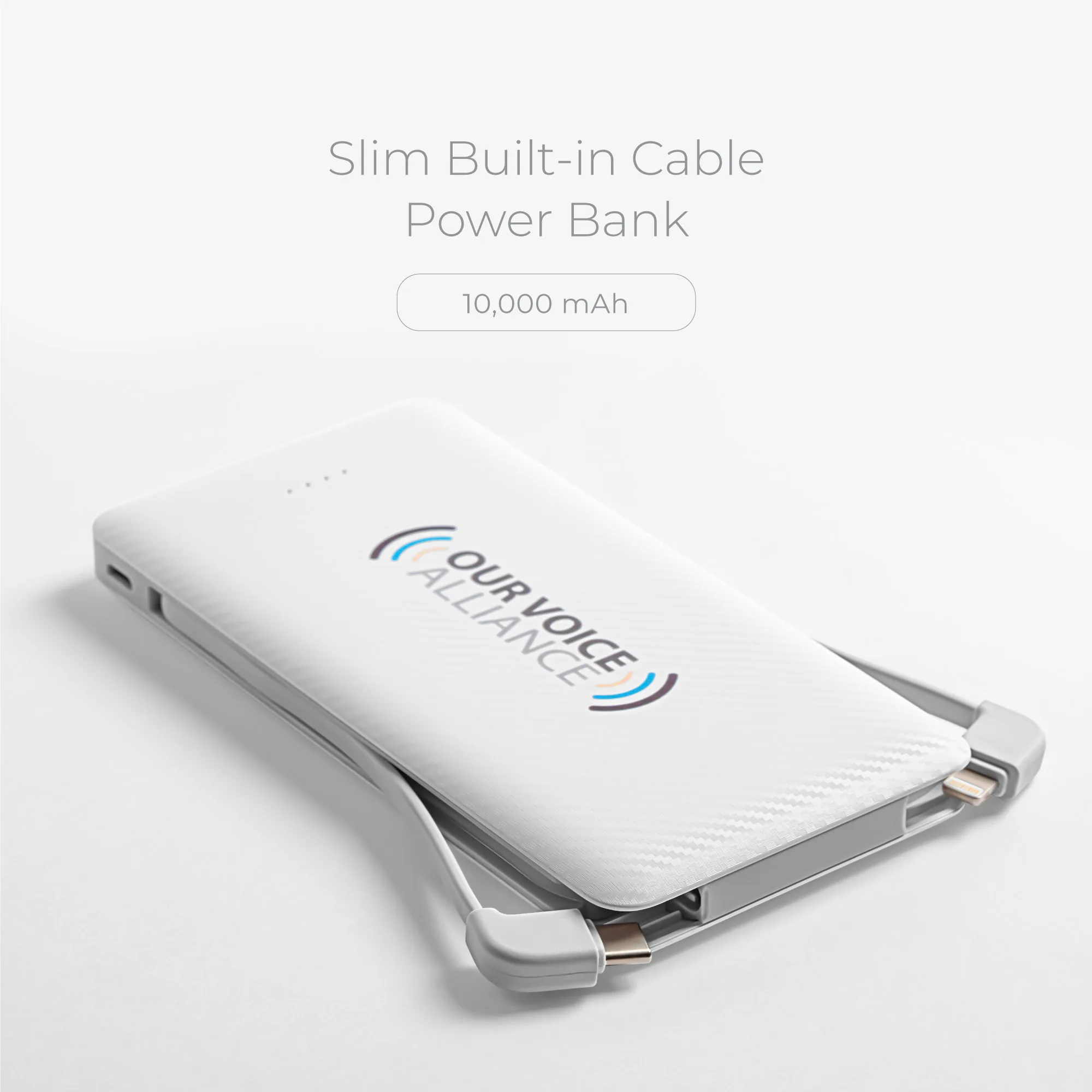 10,000 mAh Built in Cables Power Bank view 2