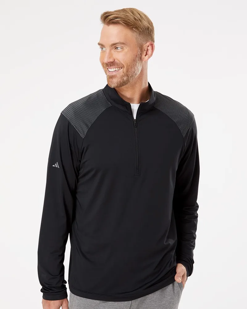 Adidas® Shoulder Stripe Quarter Zip Pullover Shirt