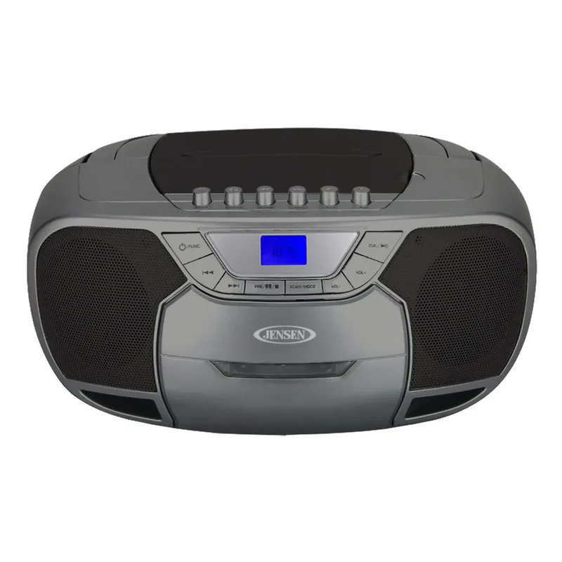 Jensen Audio Gray Portable Bluetooth Stereo Compact Disc Cassette Player w/Am/Fm Radio