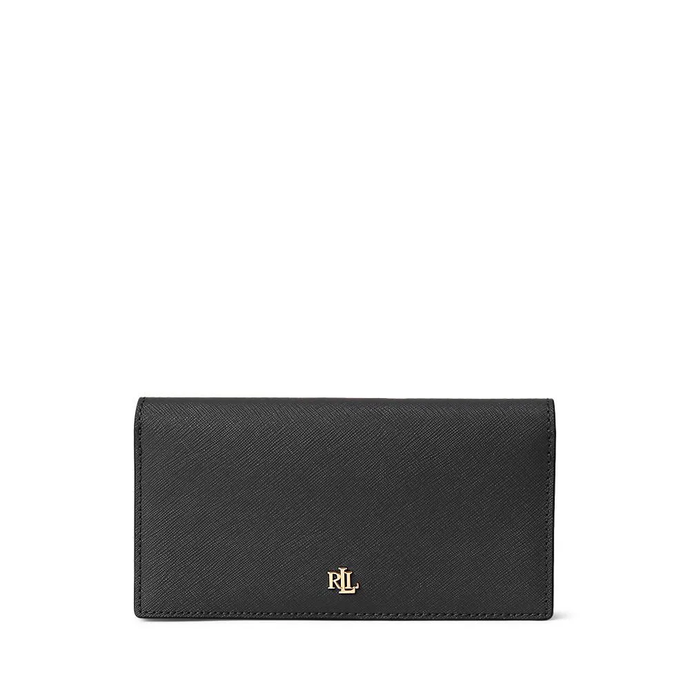 Ralph Lauren Crosshatch Leather-Slim Wallet - Black