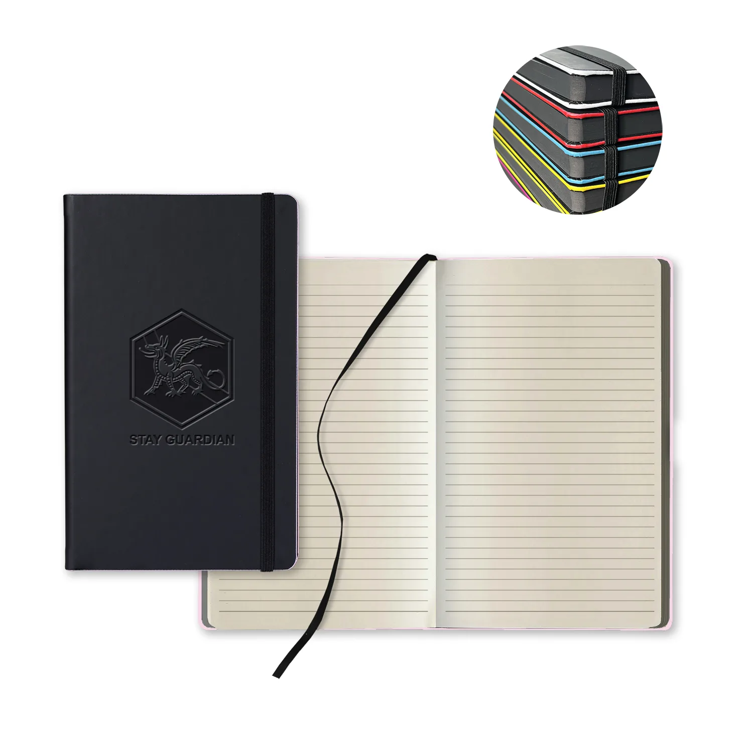 Castelli Black Laser Medio Lined Ivory Page Journal view 6